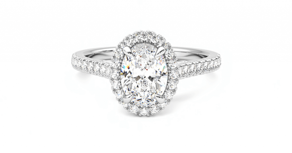 Halo setting oval ring